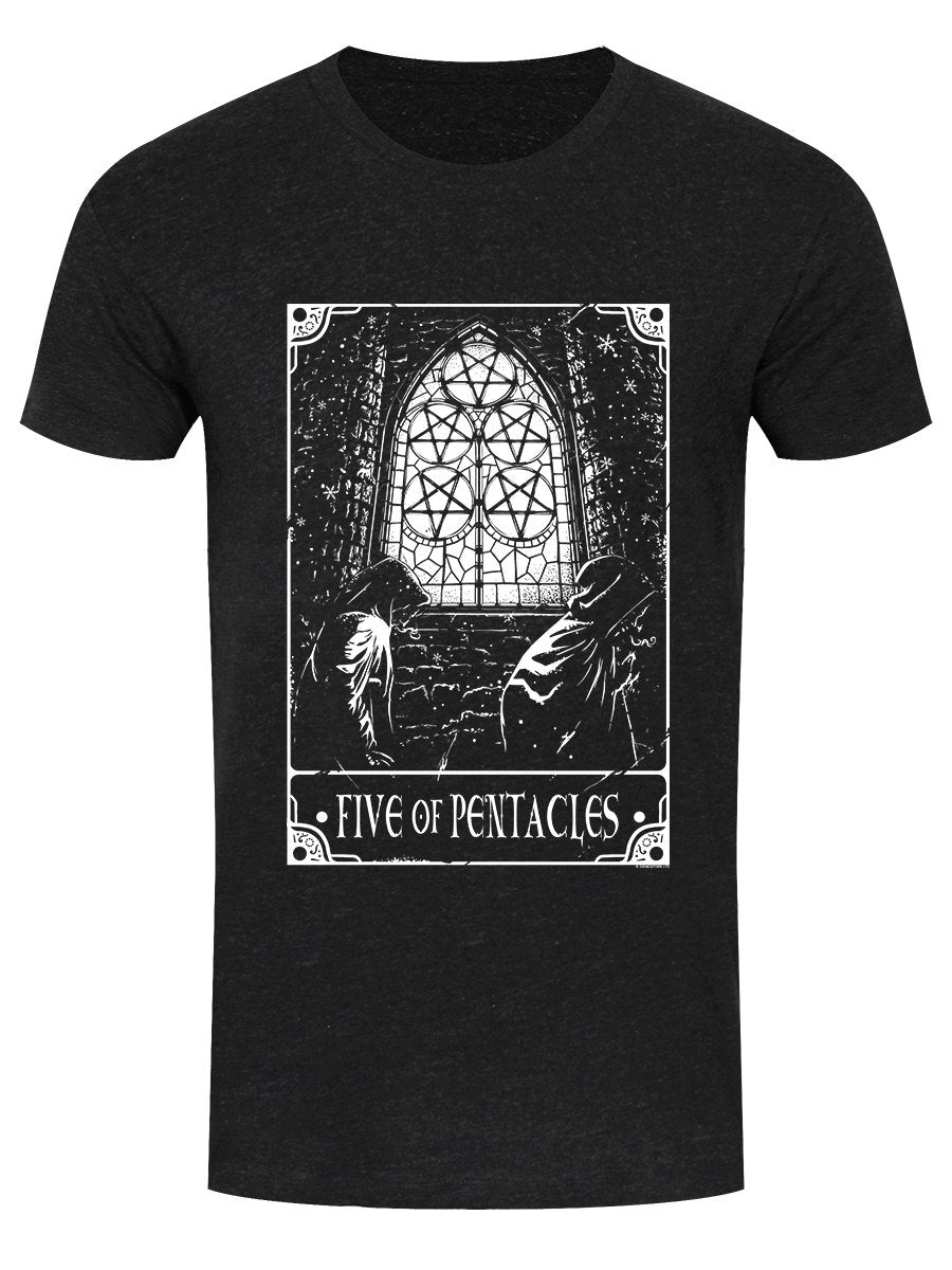 Deadly Tarot Five Of Pentacles Men's Heather Black Denim T-Shirt