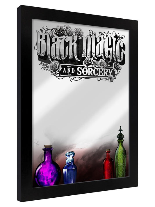 Framed Black Magic And Sorcery Mirrored Tin Sign