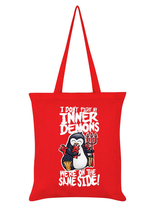 Psycho Penguin Inner Demons Red Tote Bag