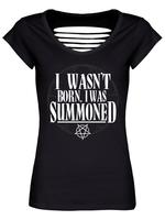 I Wasn't Born, I Was Summoned Ladies Black Razor Back T-Shirt
