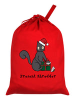 Spooky Cat Present Shredder Red Santa Sack