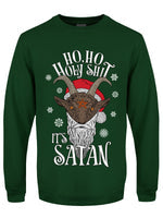 Ho Ho Holy Shit It's Satan Men's Bottle Green Christmas Jumper