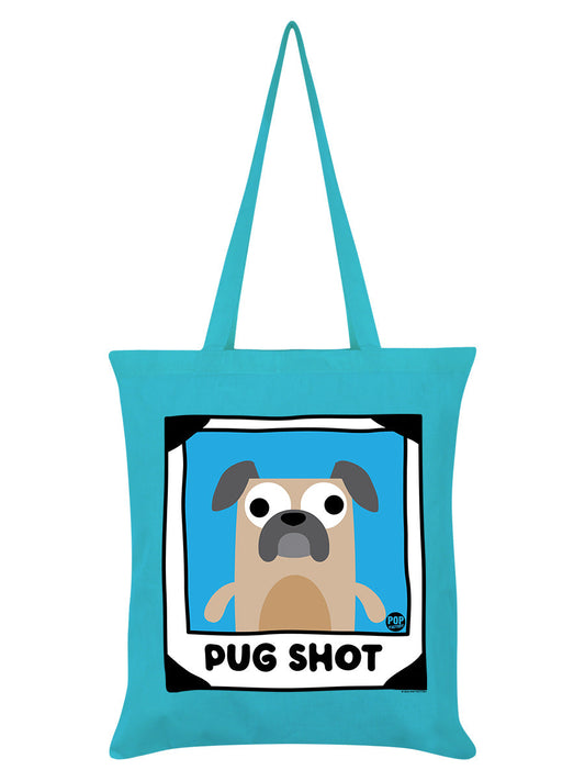 Pug Shot Azure Blue Tote Bag