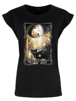 Waxing Gibbous Moon Ladies Premium Black T-Shirt
