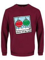 Pop Factory Photo of My Balls Men's Burgundy Christmas Jumper