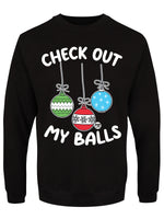 Pop Factory Check Out My Balls Men's Black Christmas Jumper