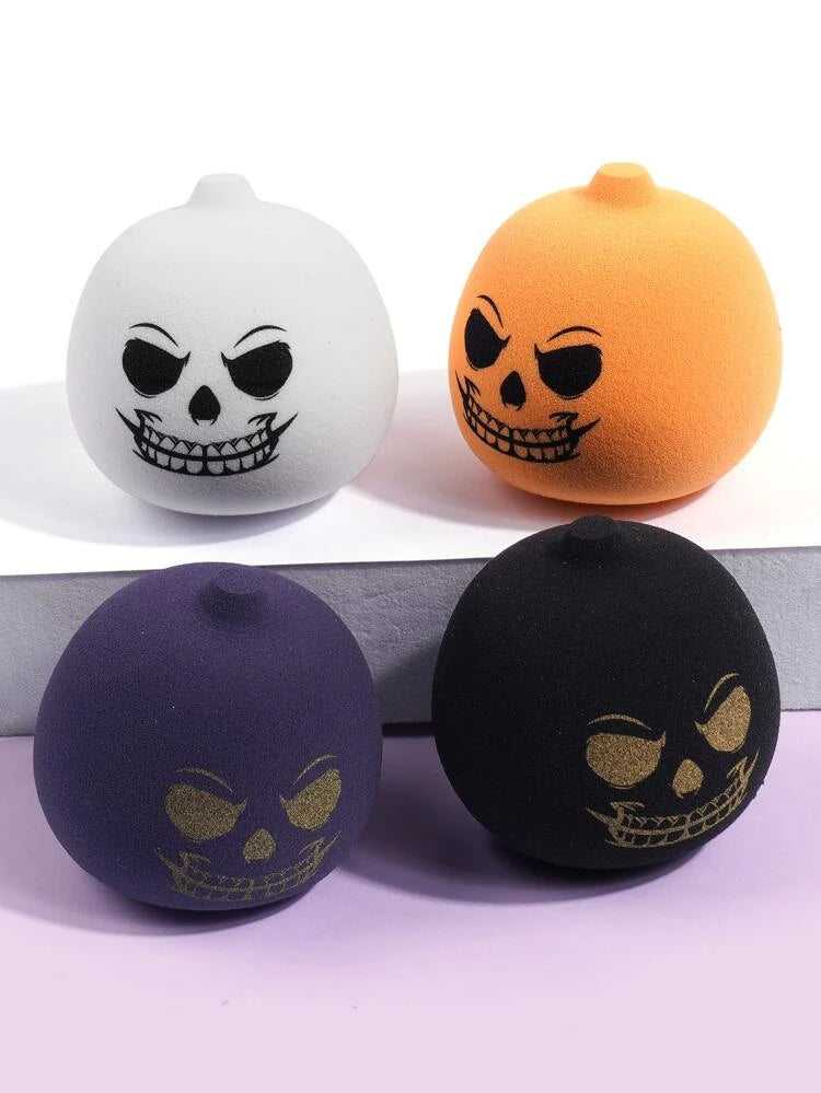 4pcs Halloween Pumpkin Shaped Makeup Sponge