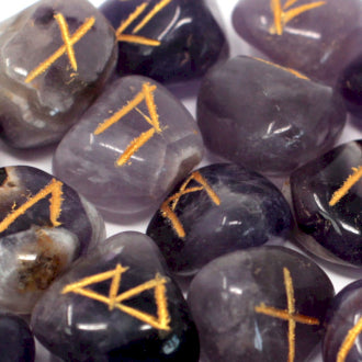 Runes Stone Set in Pouch - Amethyst