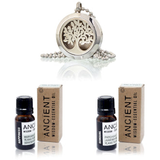 Diffuser Necklace and Essential Oil Blends Set Tree of Life