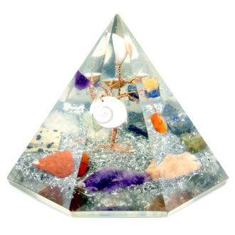 Orgonite 7 sided Pyramid - Gemstone Wisdom Tree