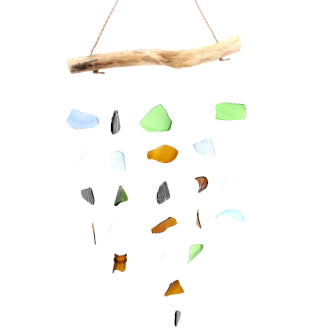 Recycled Glass Windchime - Simple Hanging Five Strings - Multi