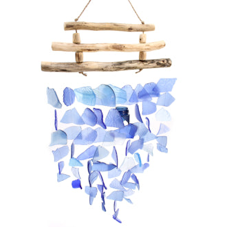 Recycled Glass Windchime - Three Stick - All Blues