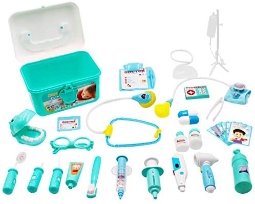 Kids Role Play Dentist, Surgeon & Vet Medical 30 Piece Kit Blue