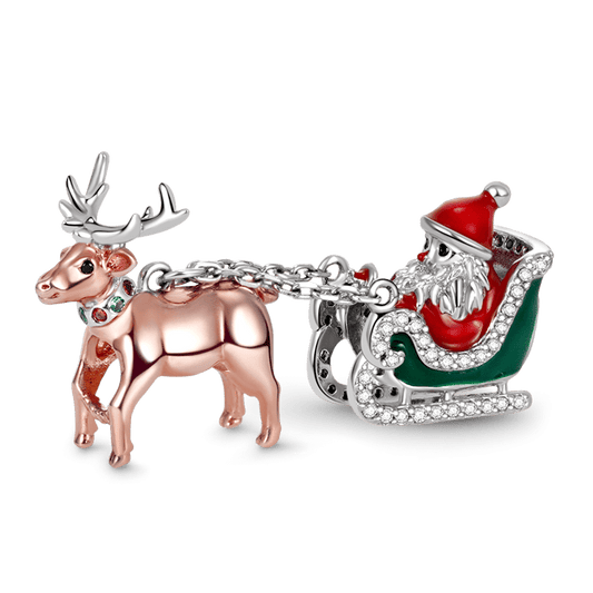 "Merry Christmas" Santa Claus Is Coming To Town 925 Sterling Silver Bead Charm