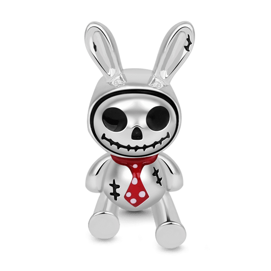 Skeleton in Bunny Doll Charm Bead 925 Sterling Silver