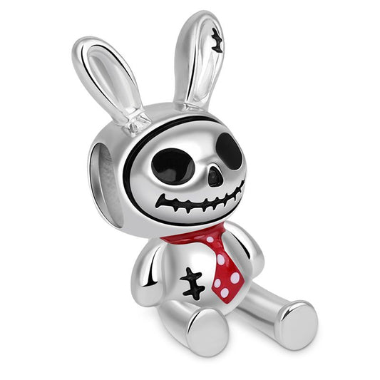 Skeleton in Bunny Doll Charm Bead 925 Sterling Silver