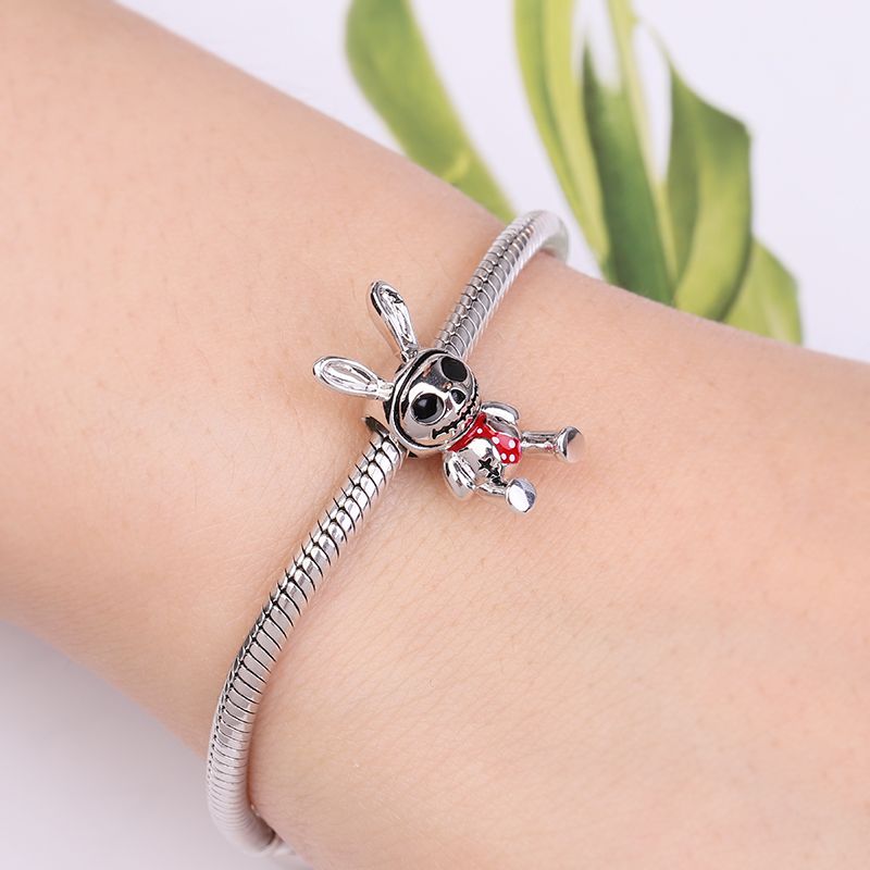 Skeleton in Bunny Doll Charm Bead 925 Sterling Silver