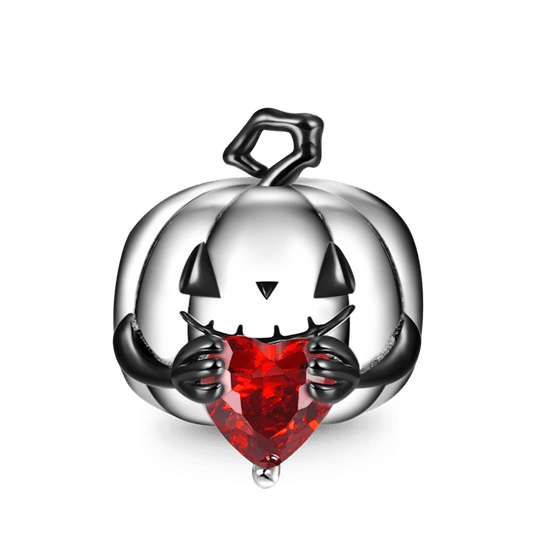 Halloween Pumpkin Embraces Heart Gem Charm