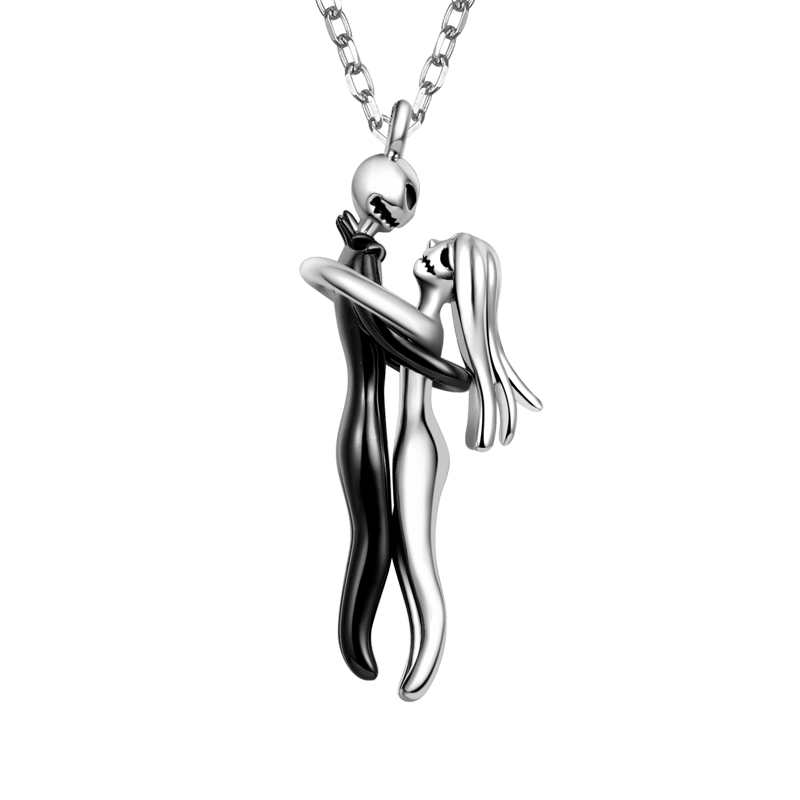 Jack Embraces Sally Skull Couple Necklace