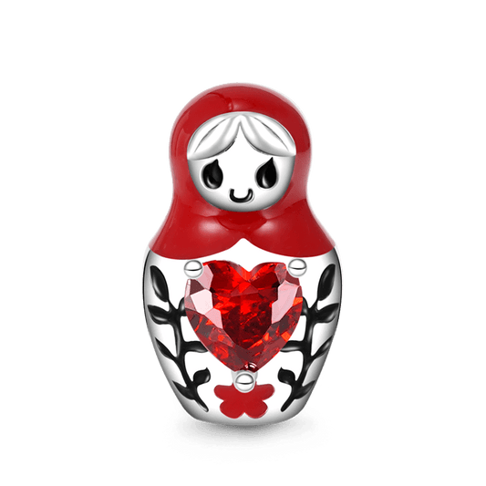 Matryoshka Doll Embraces Heart Gem Charm