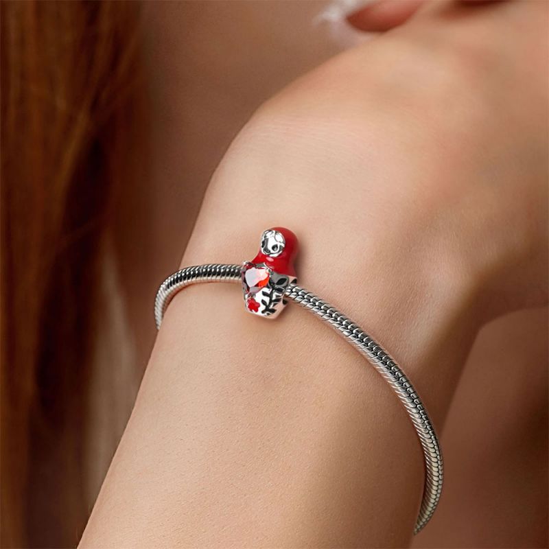 Matryoshka Doll Embraces Heart Gem Charm