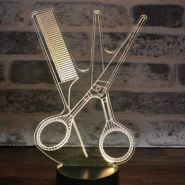 3D Comb Scissors Led Lamp | Battery & USB Cable
