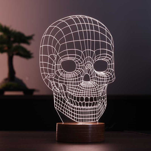 3D Skull Led Light | Wood