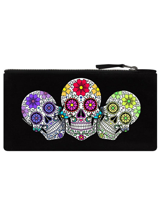 Sugar Skull Trio Black Pencil Case