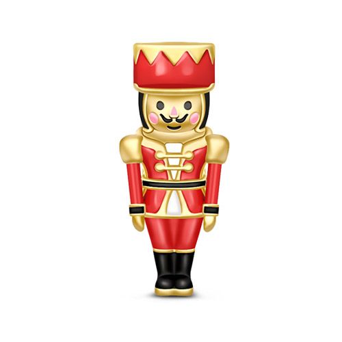 "Christmas Gift" Special Yellow Gold Plated Nutcracker 925 Sterling Silver Charm Bead