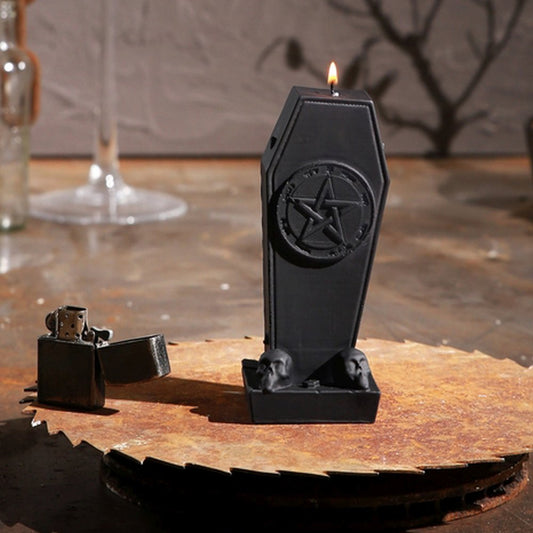 Halloween Coffin With Pentagram Candle