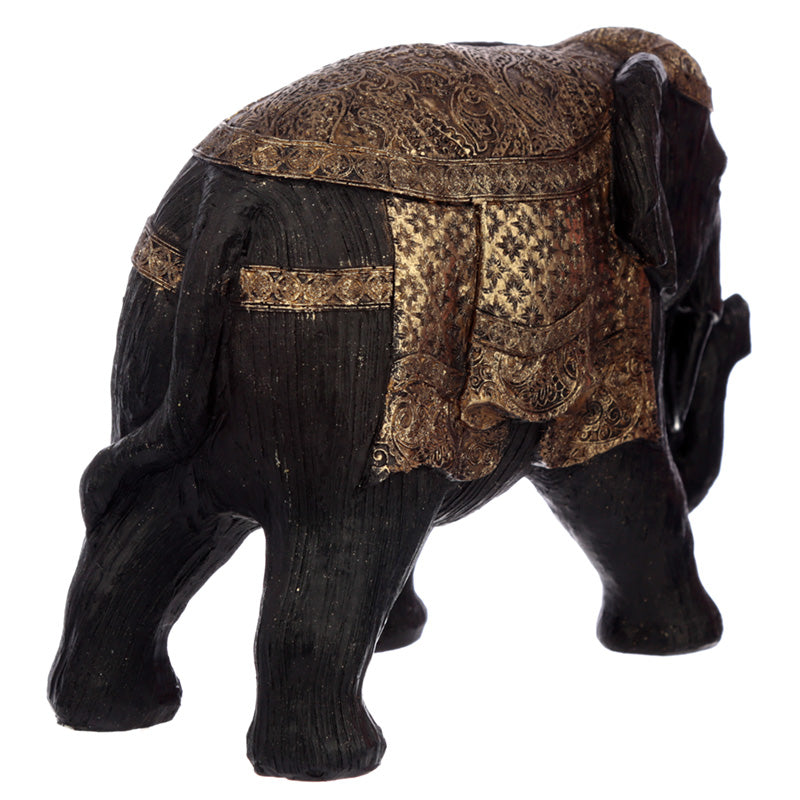 Decorative Thai Brushed Black and Gold Large Elephant