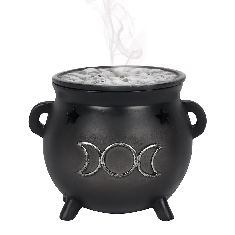 Triple Moon Cauldron Incense Cone Holder