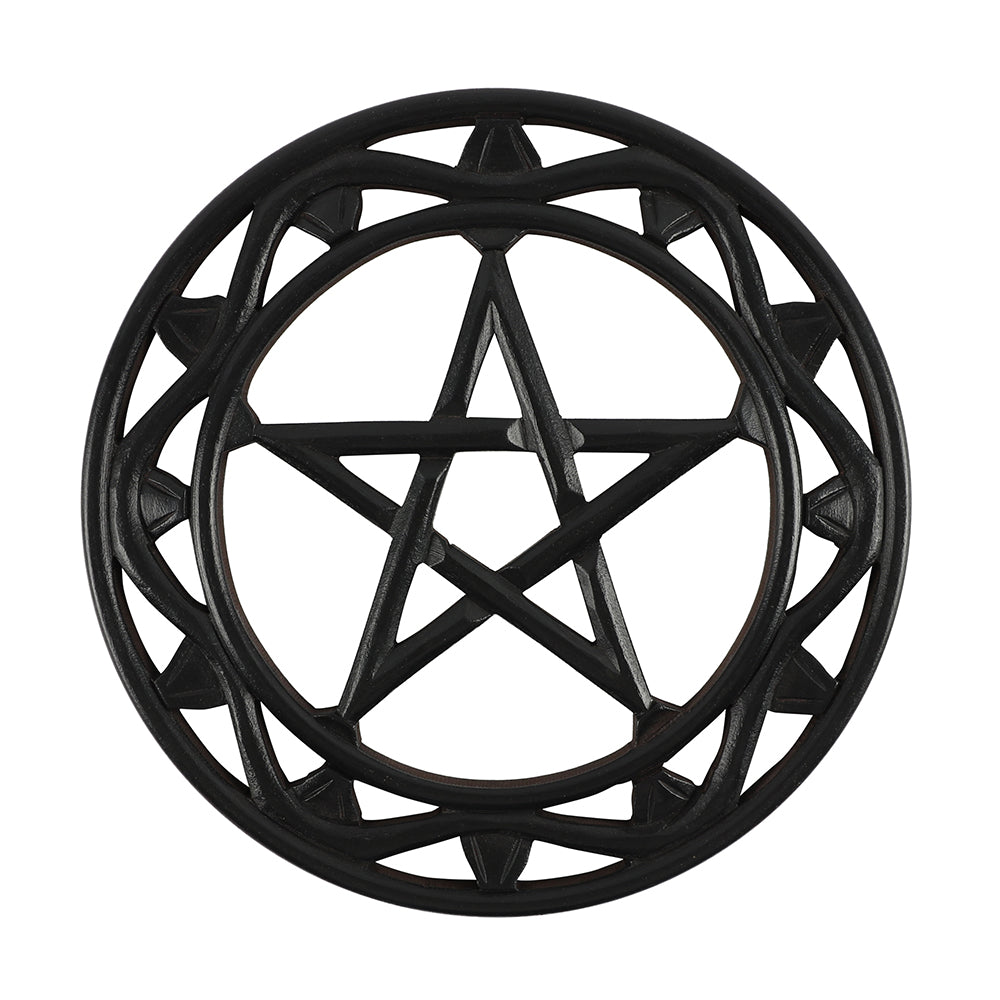 30cm Black Wooden Pentagram Wall Art