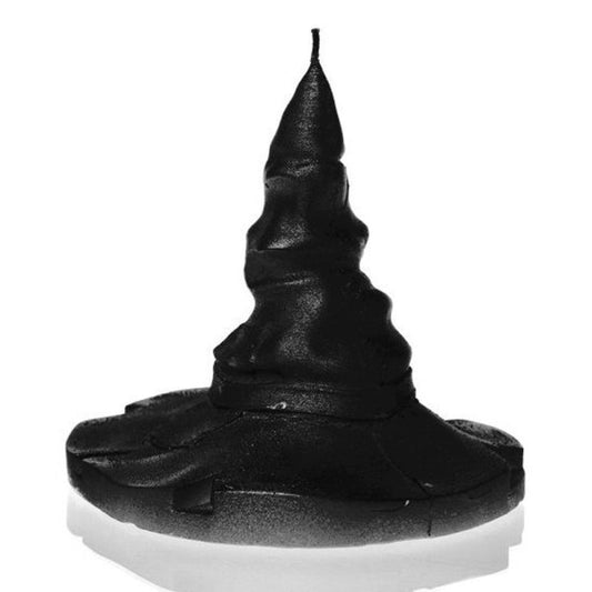 Halloween Witches Hat Candle - Black Metallic