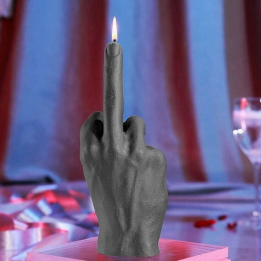 Hand FCK The Finger Candle - Grey Matt