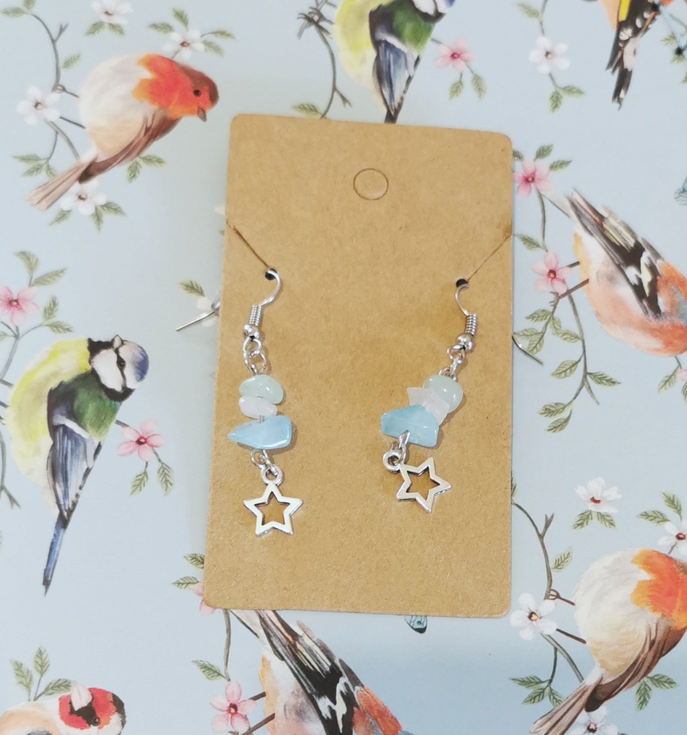 Handmade Drop Earrings ~ Blue lace agate