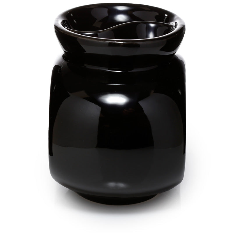 Ceramic Oval Double Dish and Tea Light Oil and Tart Burner - Black