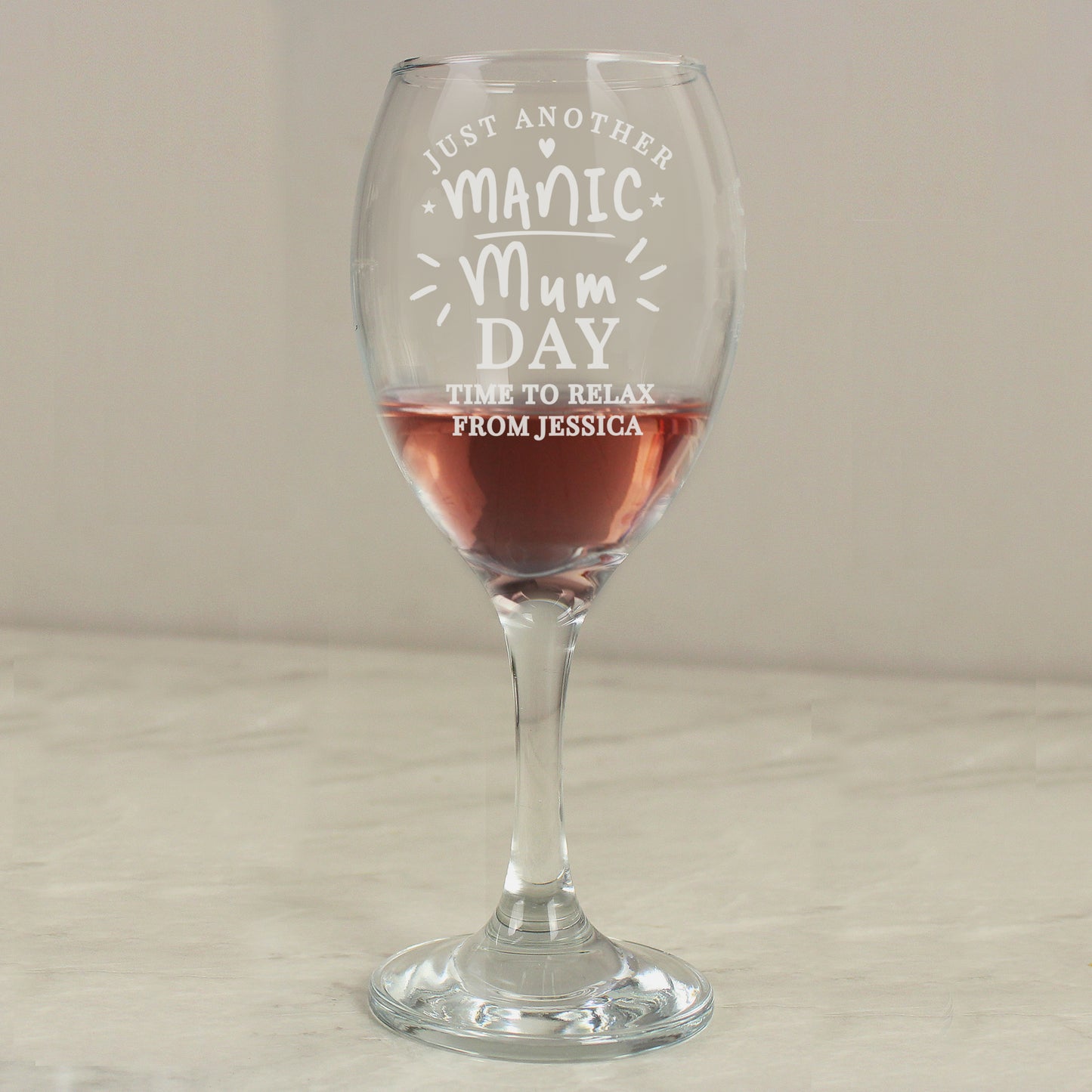 Personalised Manic Mum Day Wine Glass