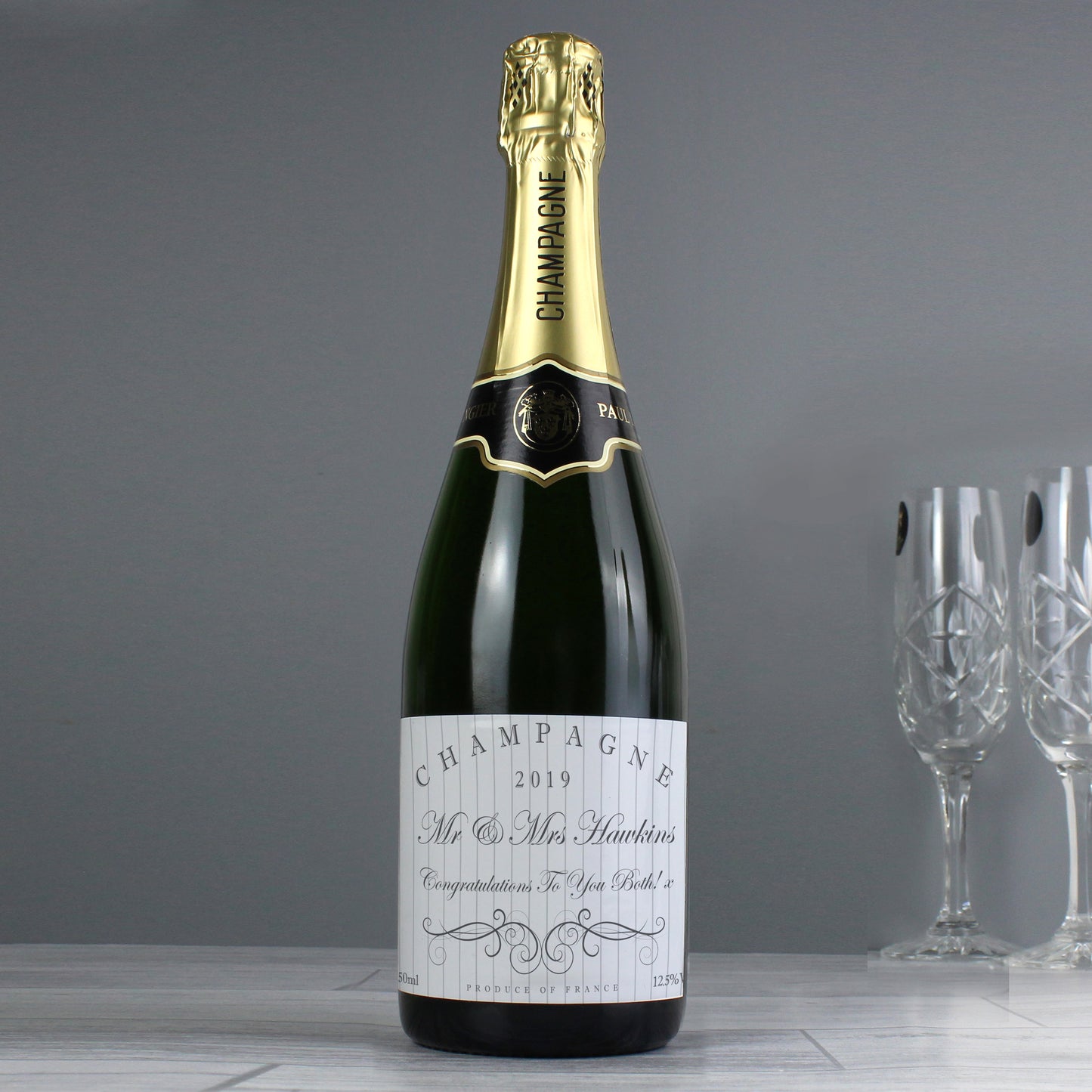 Personalised Elegant Swirl Champagne Bottle