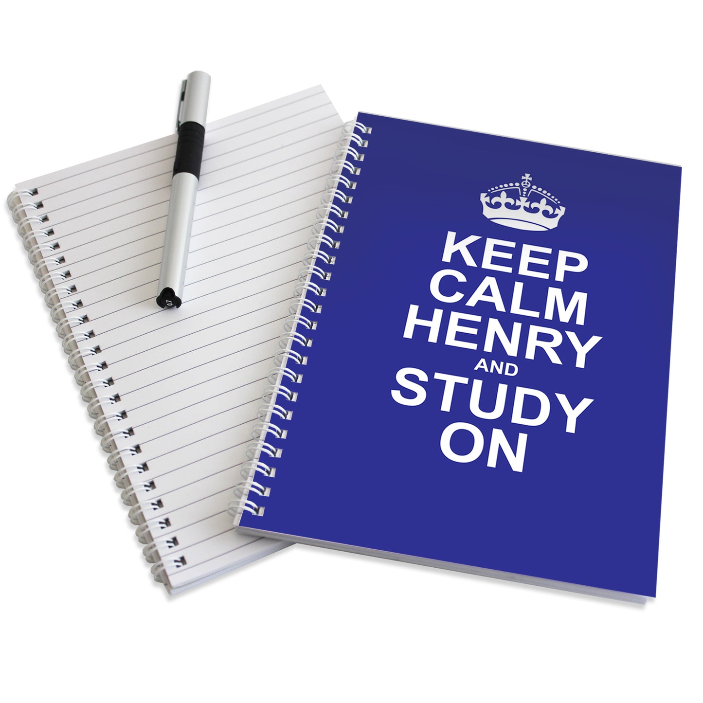 Personalised Keep Calm Blue A5 Notebook