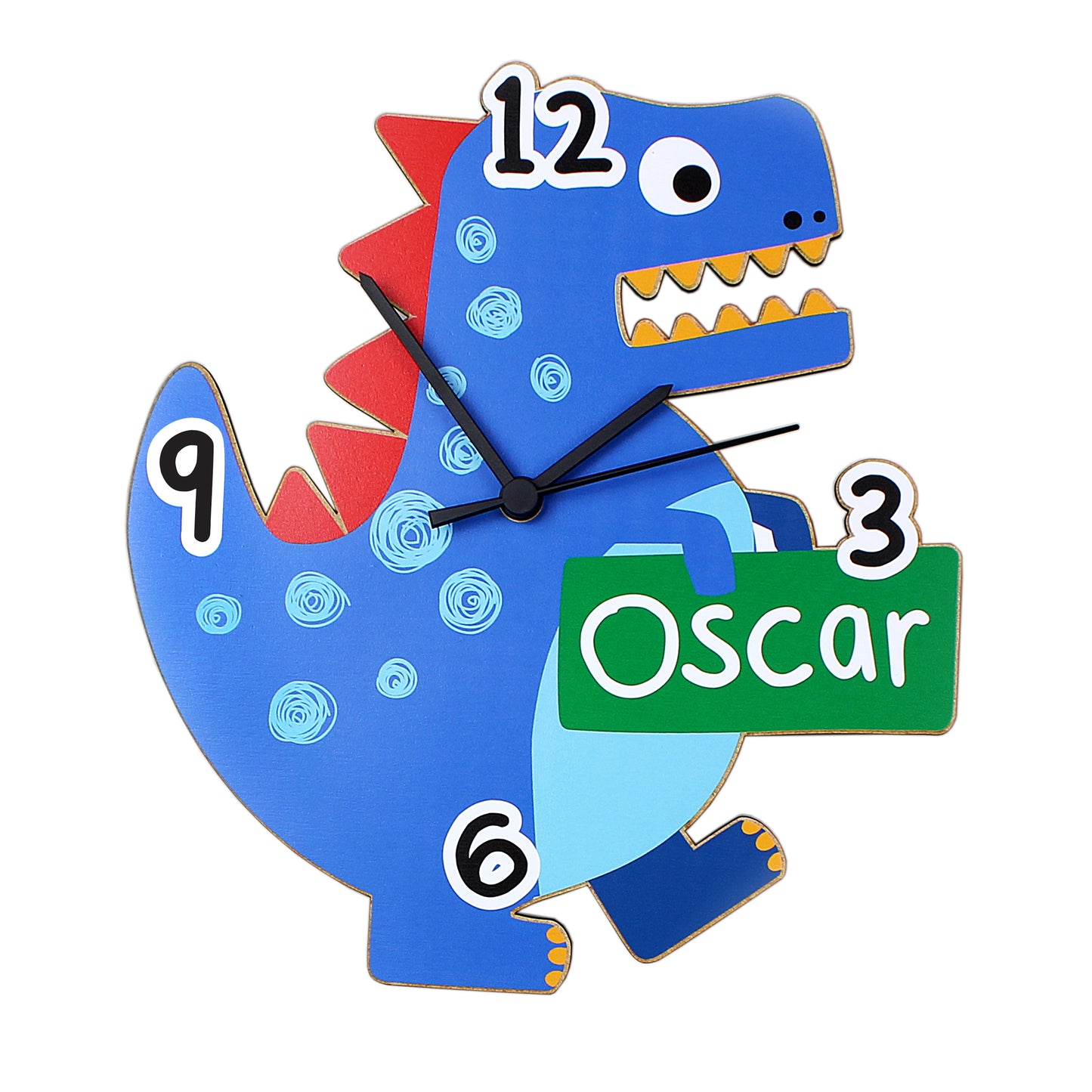 Personalised Dinosaur Shape Wooden Clock