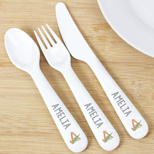 Personalised Animal Alphabet Plastic Cutlery Set