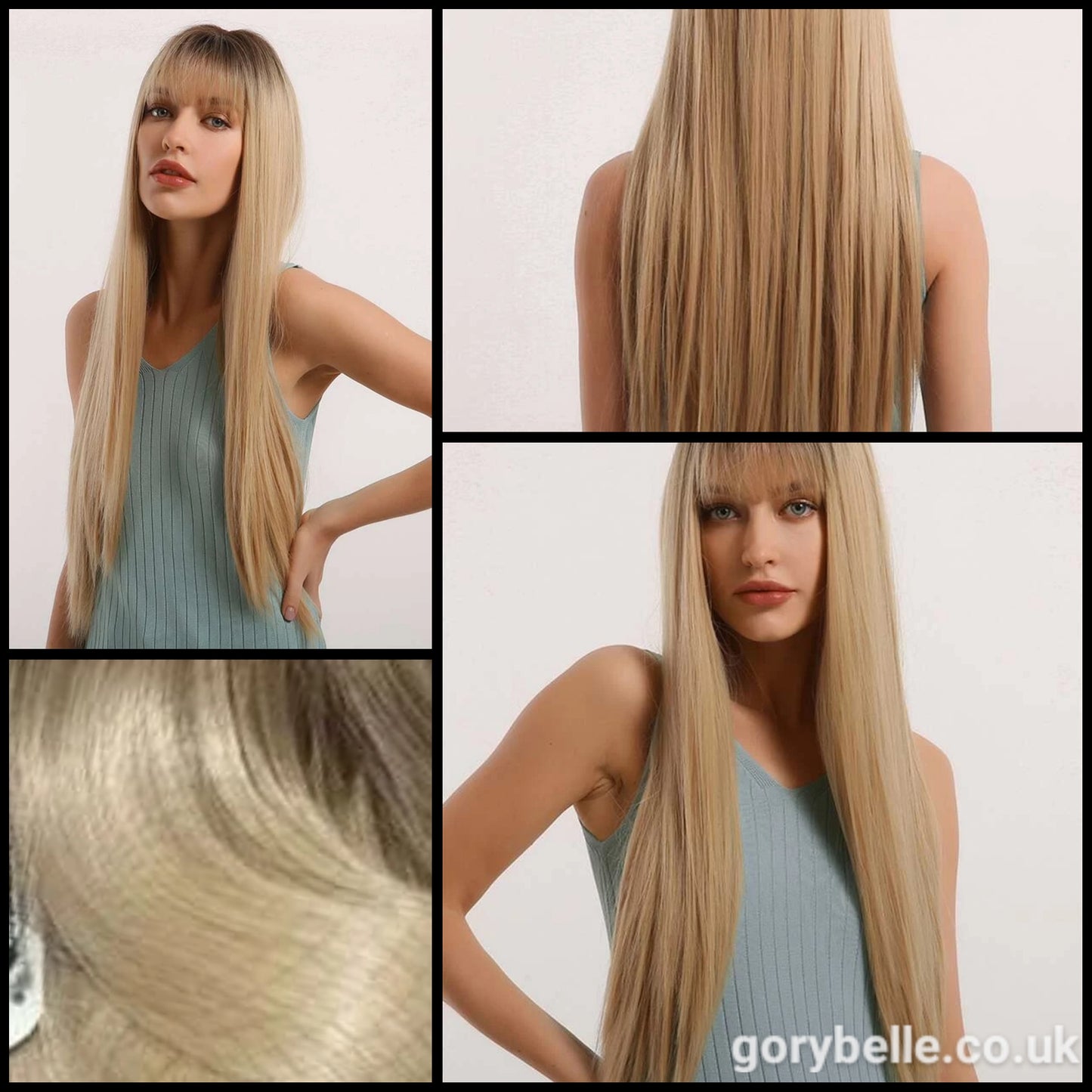 Golden Blonde Straight Long Hair Wig With Fringe
