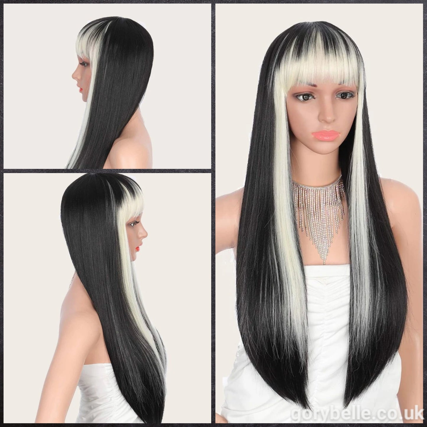 Two Tone Long Straight Wig With Fringe