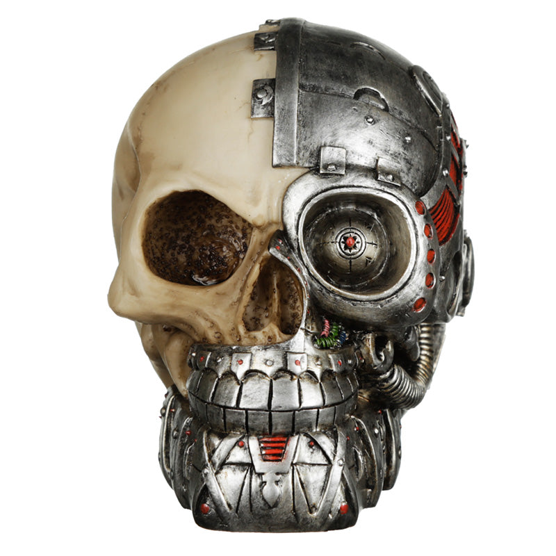 Steampunk Skull Ornament - Half Robot Head