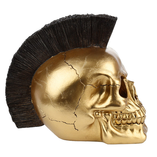 Mohican Gold Punk Skull Ornament