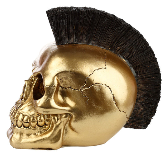 Mohican Gold Punk Skull Ornament