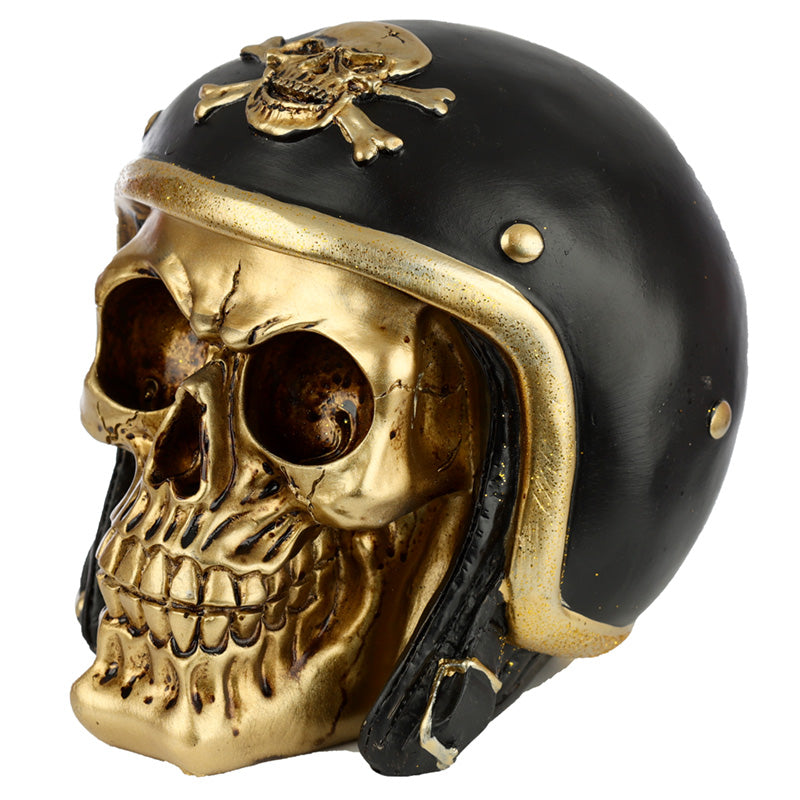 Biker Helmet Gold Punk Skull Ornament