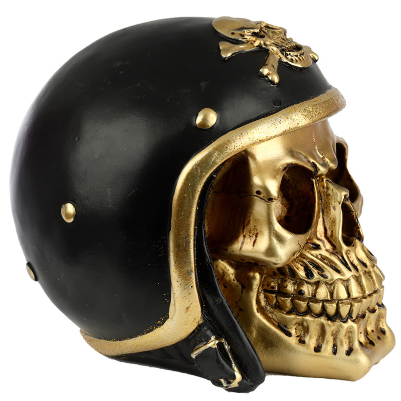 Biker Helmet Gold Punk Skull Ornament
