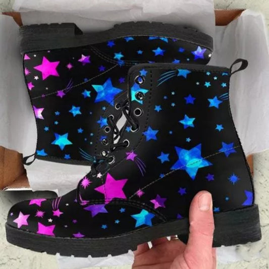 Multicolour Stars Lace Up Ankle Boots